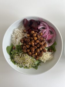 Vegetarian or vegan rice salad bowl